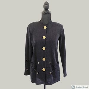 Vintage Laura Petites black and gold cardigan 6P